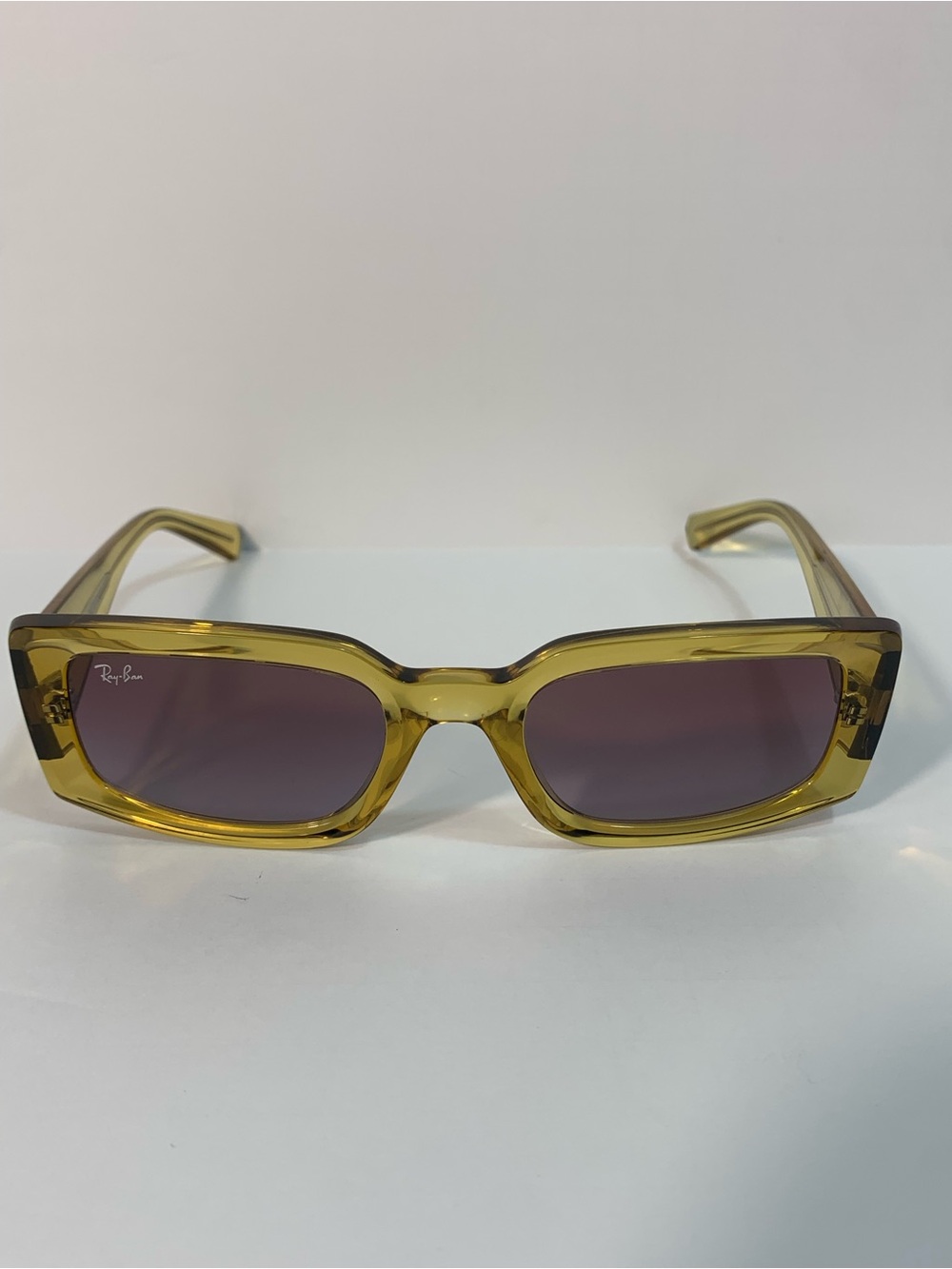 Ray-Ban Women's Translucent Yellow Rectangular Sunglasses
